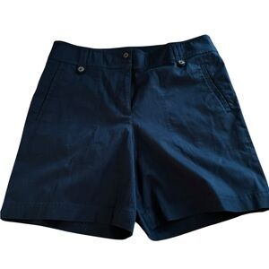 Talbots Navy Cotton Blend Tailored Bermuda Shorts